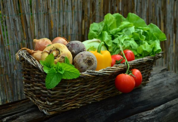 basket of many colourful vegetables